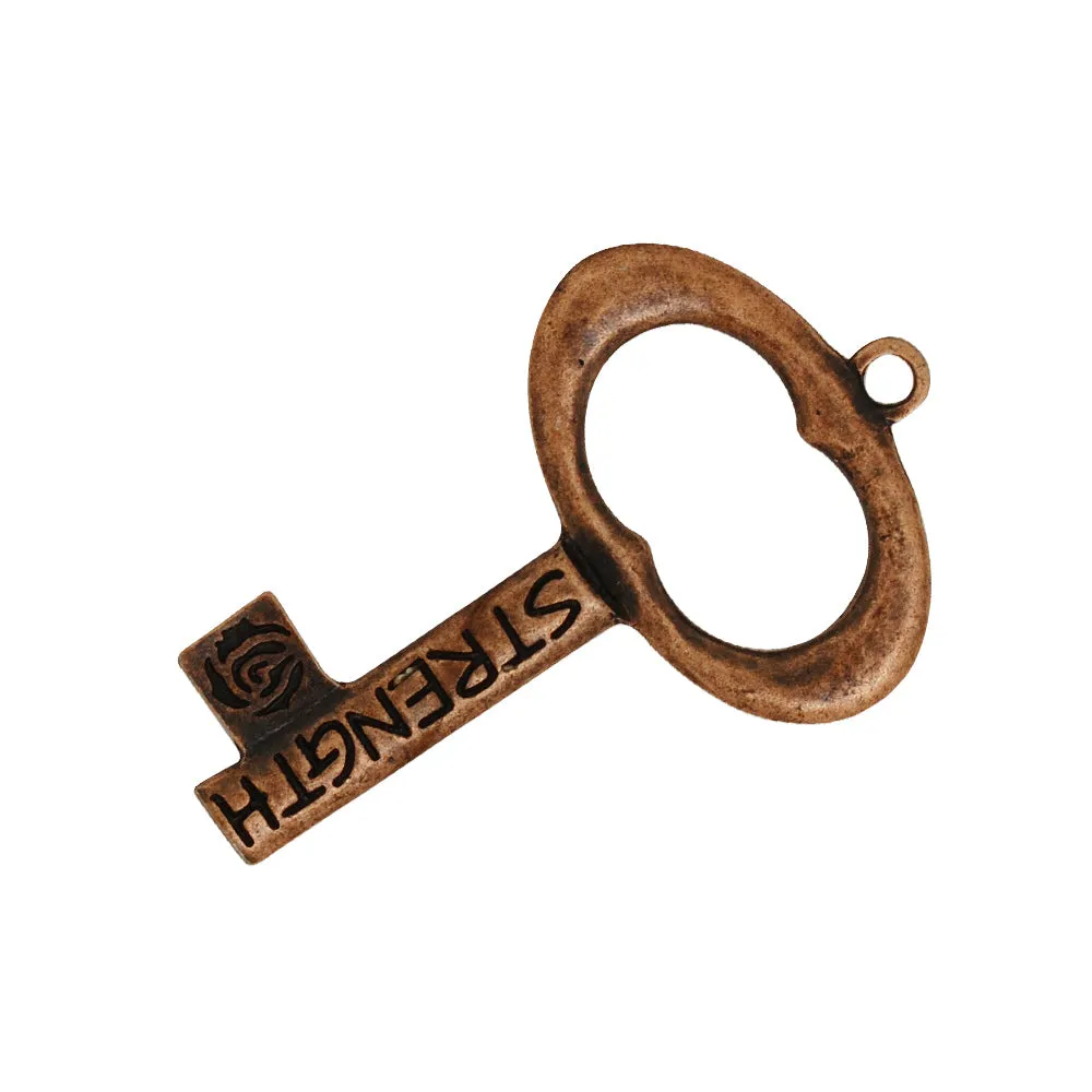 50*32mm Skeleton Keys,Vintage Keys Jewelry Pendant,'STRENGTH' 'FEARLESS',Antique Copper Charm Necklace Jewelry,sold 10pcs/lot