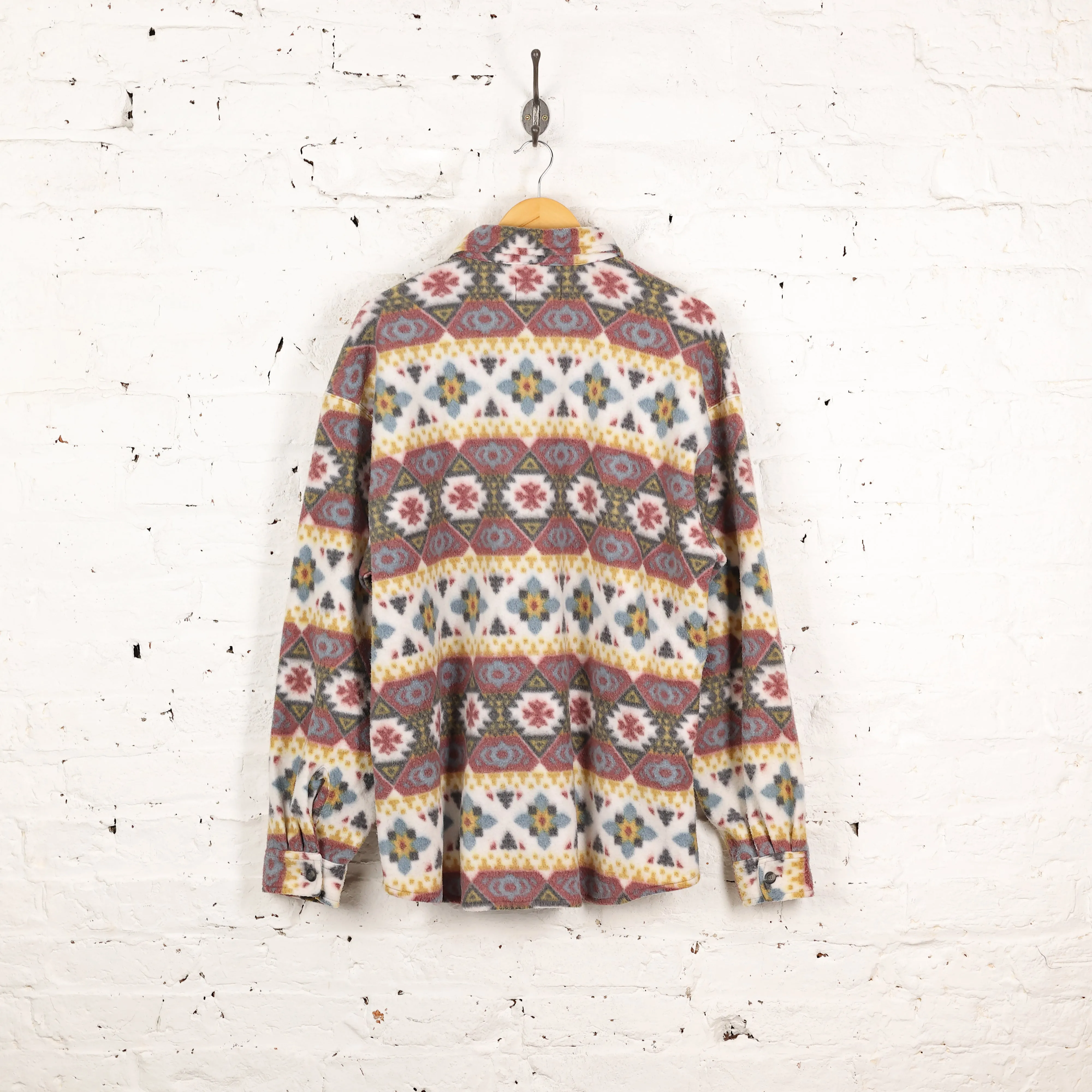 90s Aztec Fleece Shirt - Beige - XL
