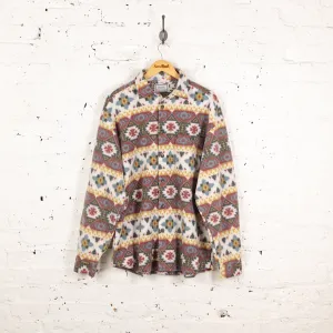 90s Aztec Fleece Shirt - Beige - XL
