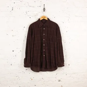 90s Corduroy Check Shirt - Brown - XXL