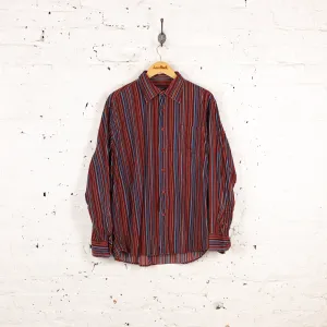 90s Corduroy Striped Shirt - Red - L