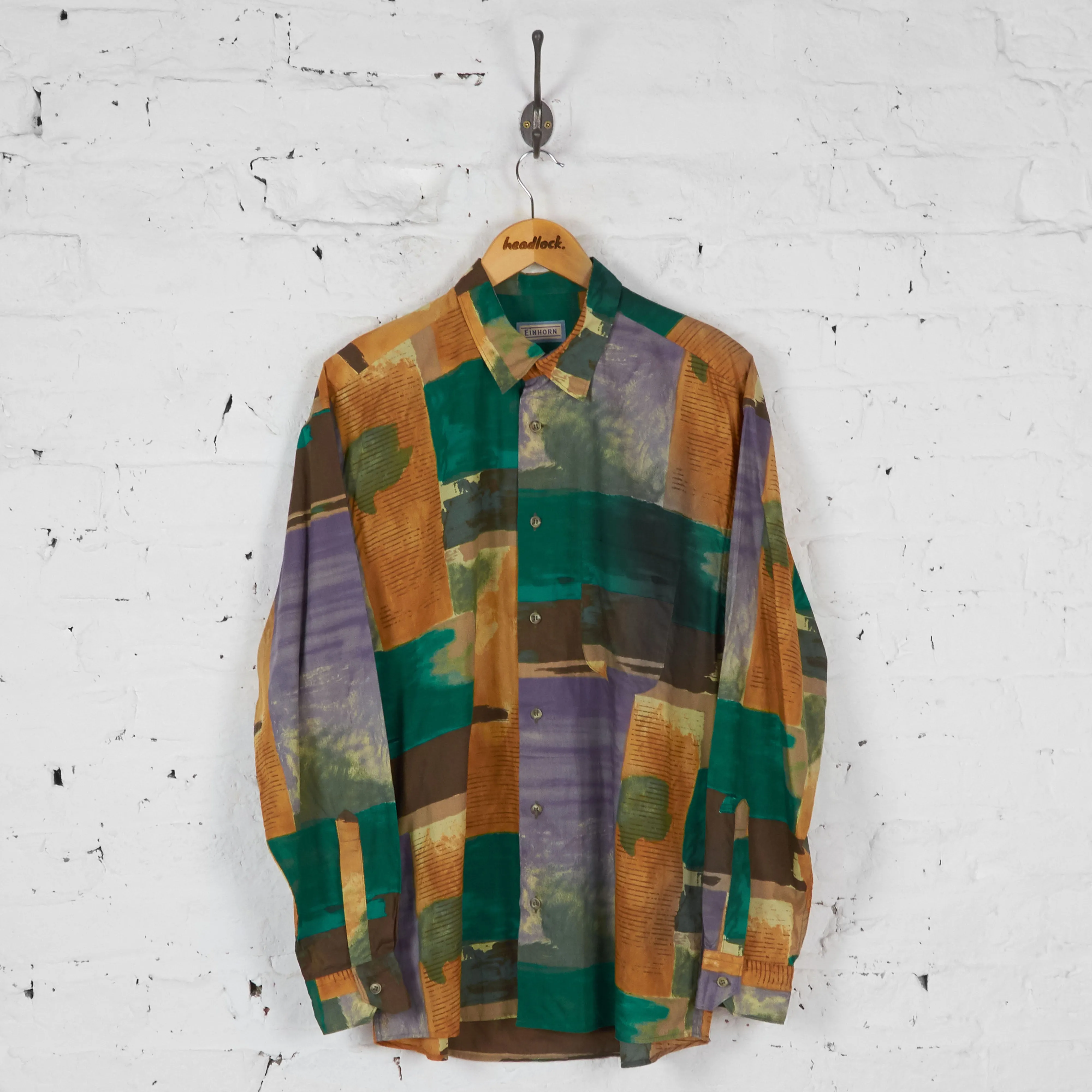 90s Pattern Long Sleeve Shirt - Yellow/Green - L