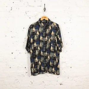 90's Pattern Shirt - Blue - L
