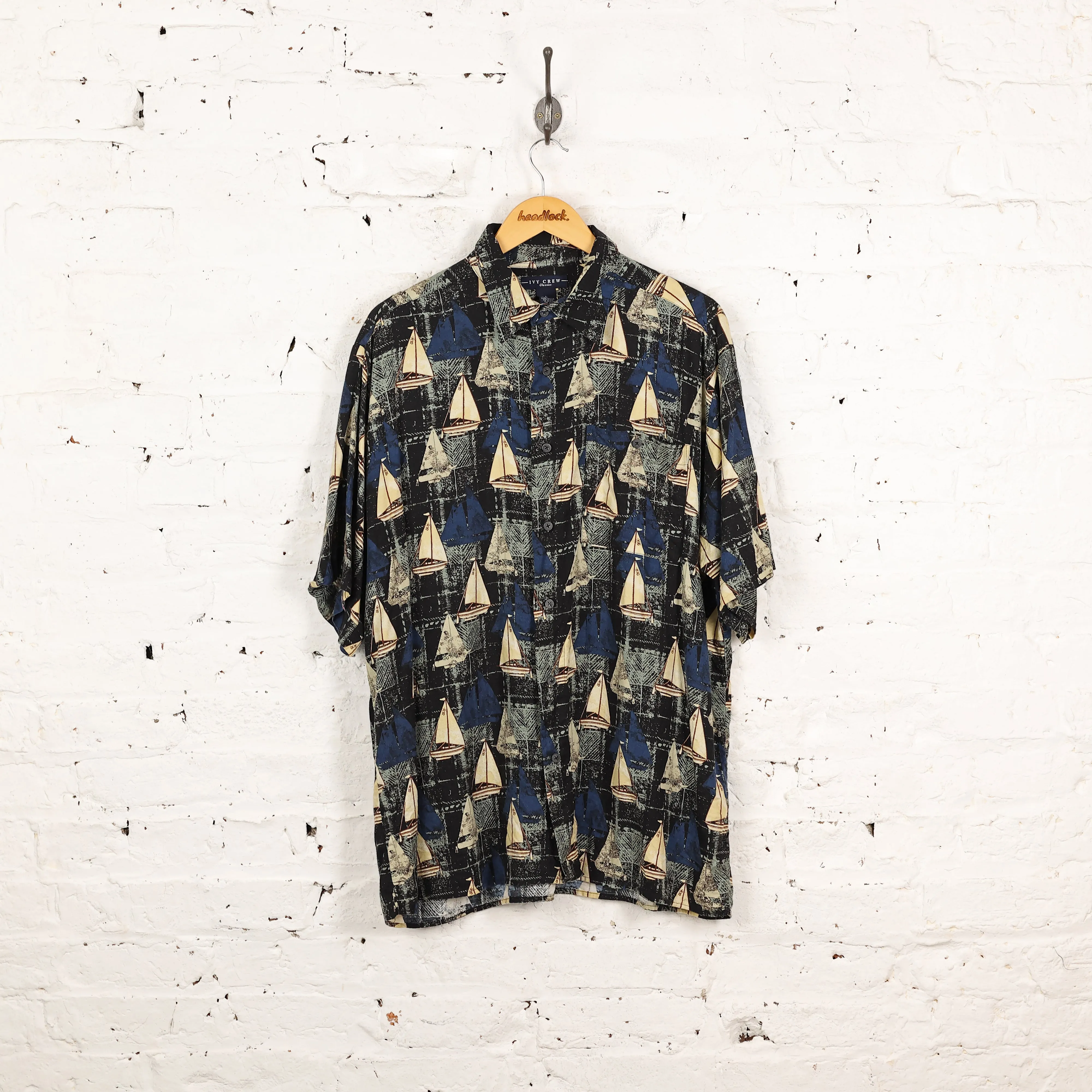 90's Pattern Shirt - Blue - L