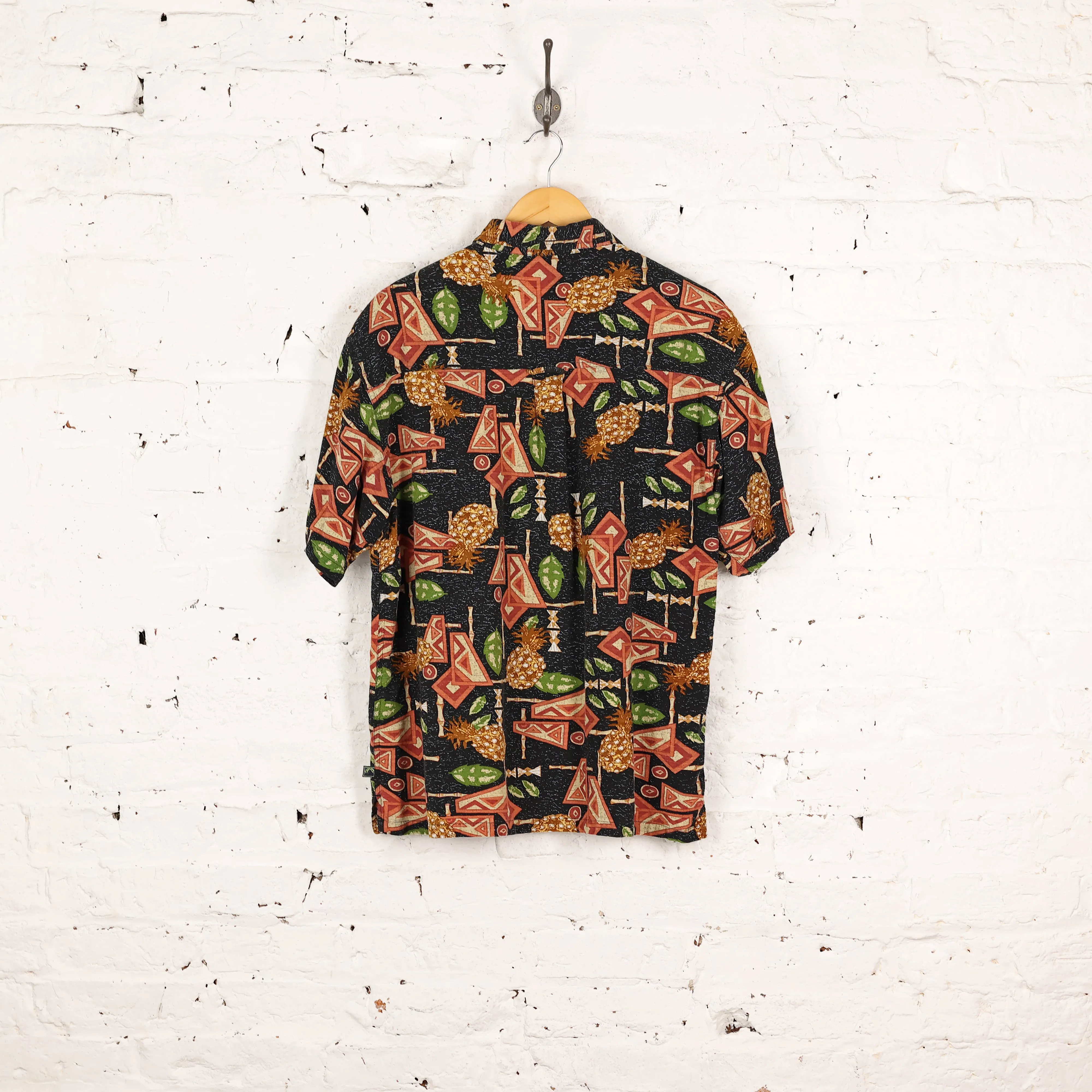 90's Pattern Short Sleeve Shirt - Black - L
