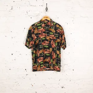 90's Pattern Short Sleeve Shirt - Black - L