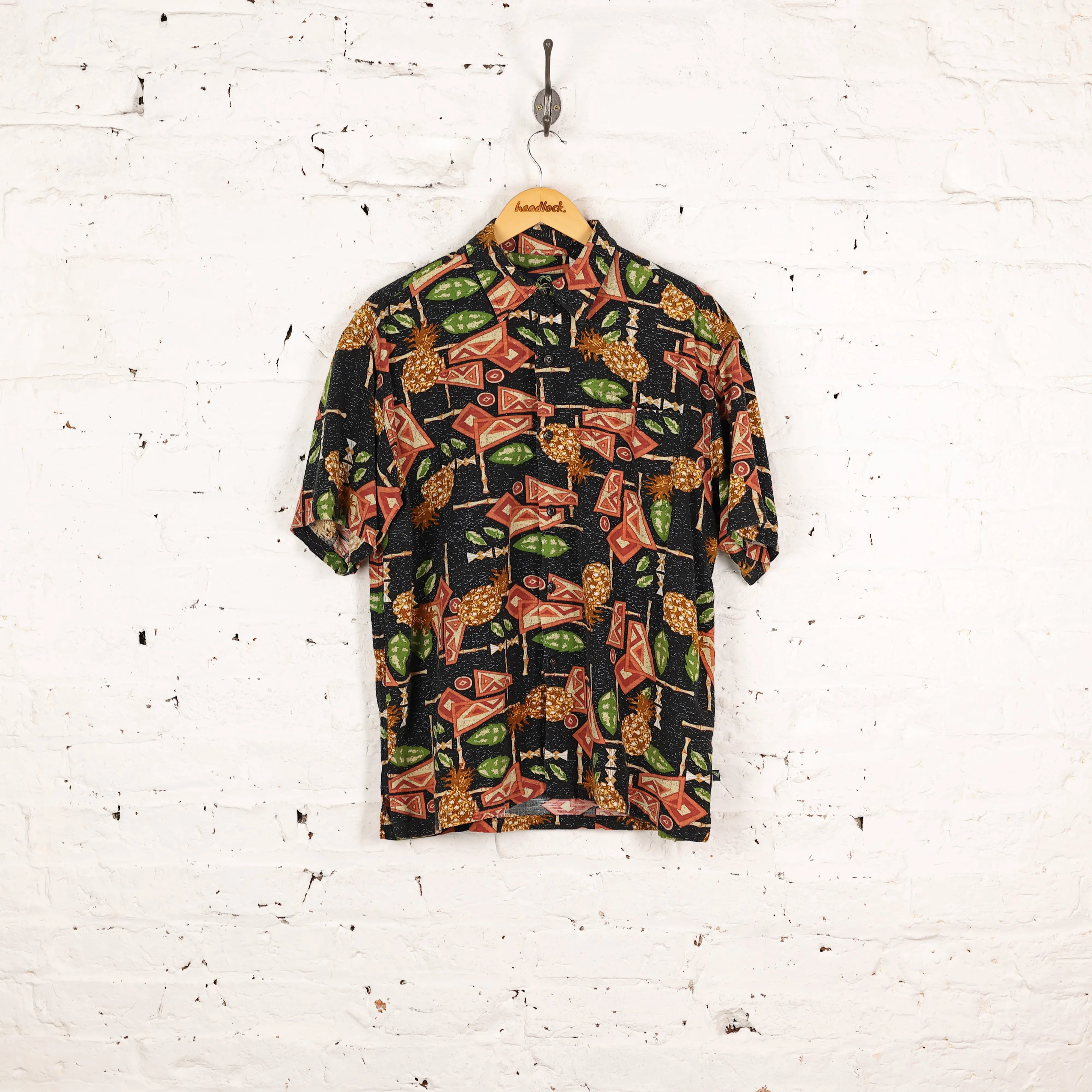 90's Pattern Short Sleeve Shirt - Black - L