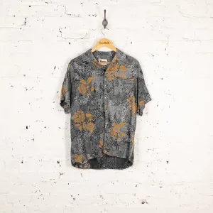 90s Short Sleeve Pattern Shirt - Grey - M