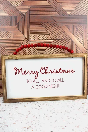 9.75 x 17.5 'Merry Christmas' Wood Beaded Framed Wall Sign