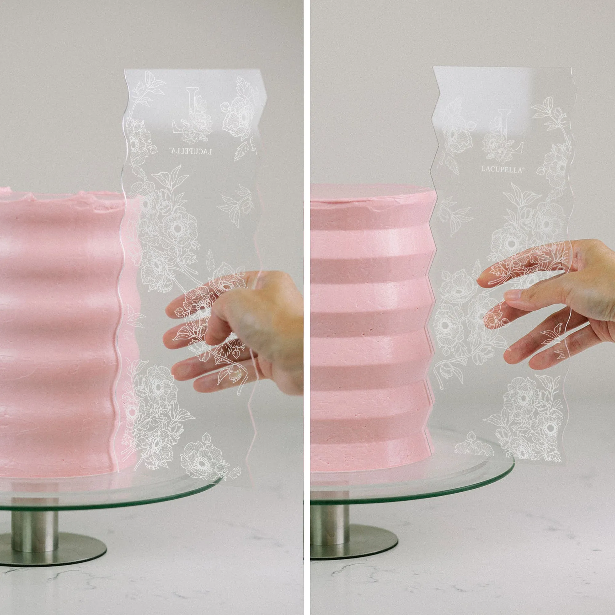 Acrylic Ribbon Contour Cake Comb 12 inch Set of 3 SET A