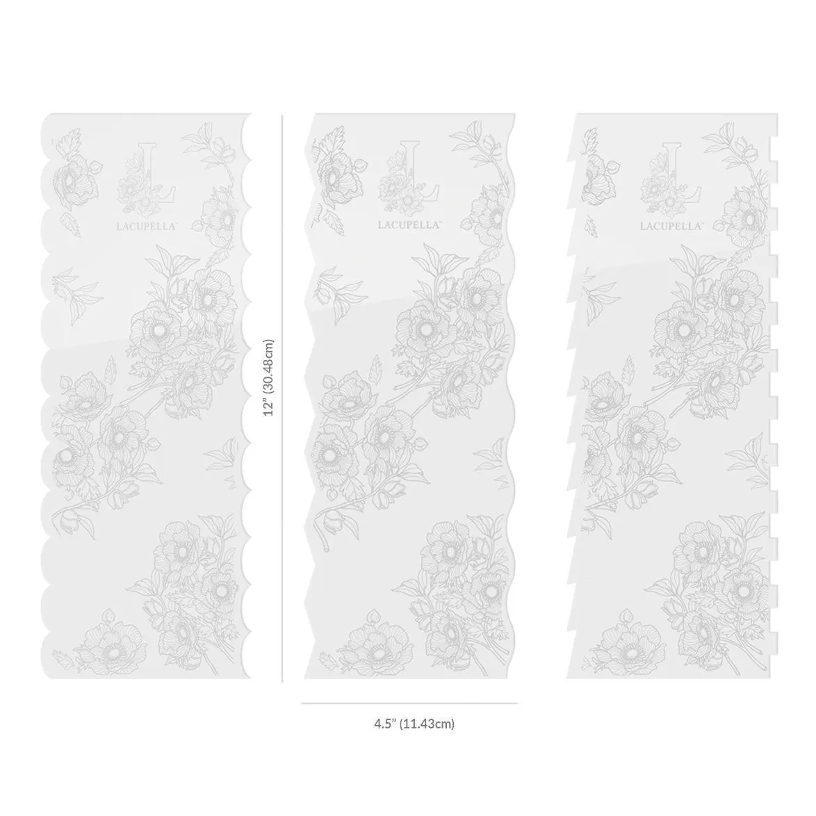 Acrylic Ribbon Contour Cake Comb 12 inch Set of 3 SET A