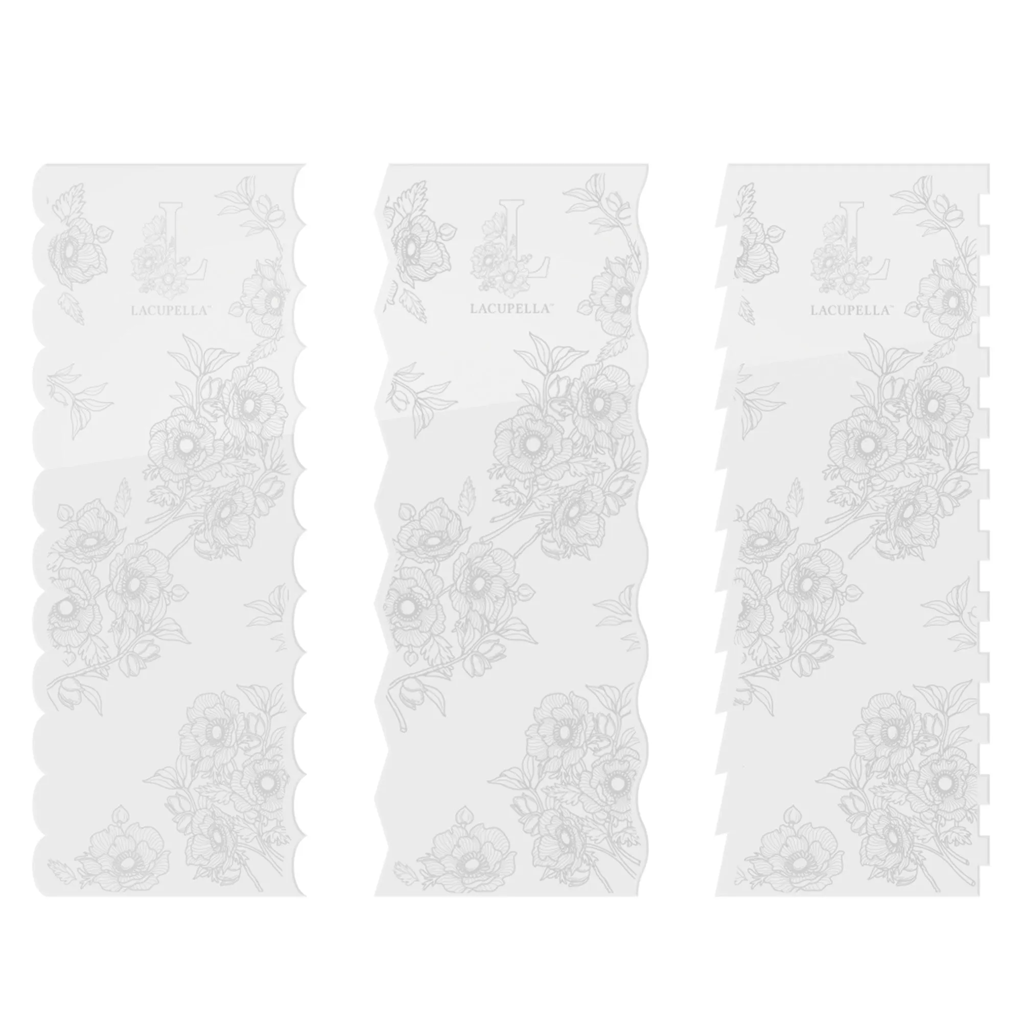 Acrylic Ribbon Contour Cake Comb 12 inch Set of 3 SET A