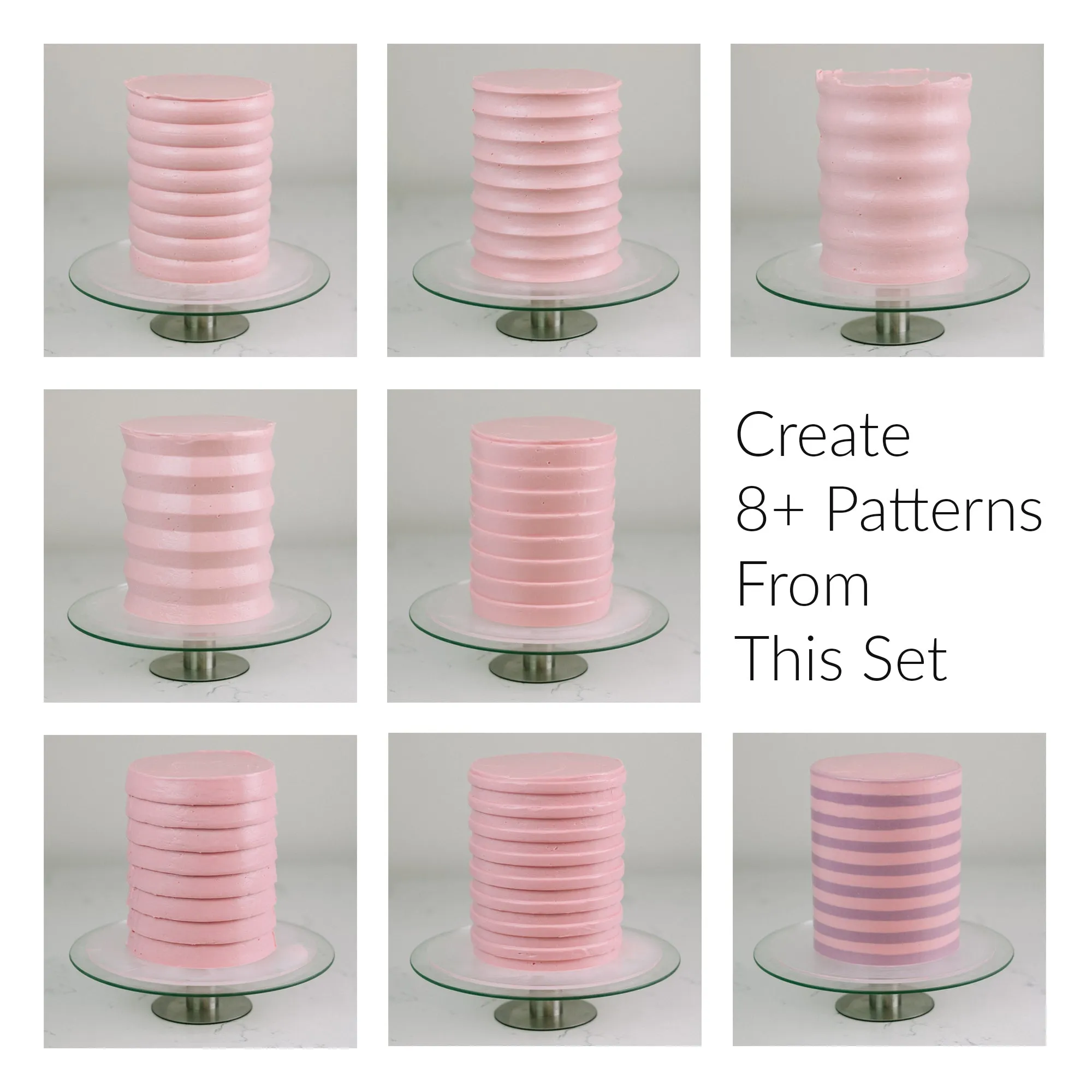 Acrylic Ribbon Contour Cake Comb 12 inch Set of 3 SET A