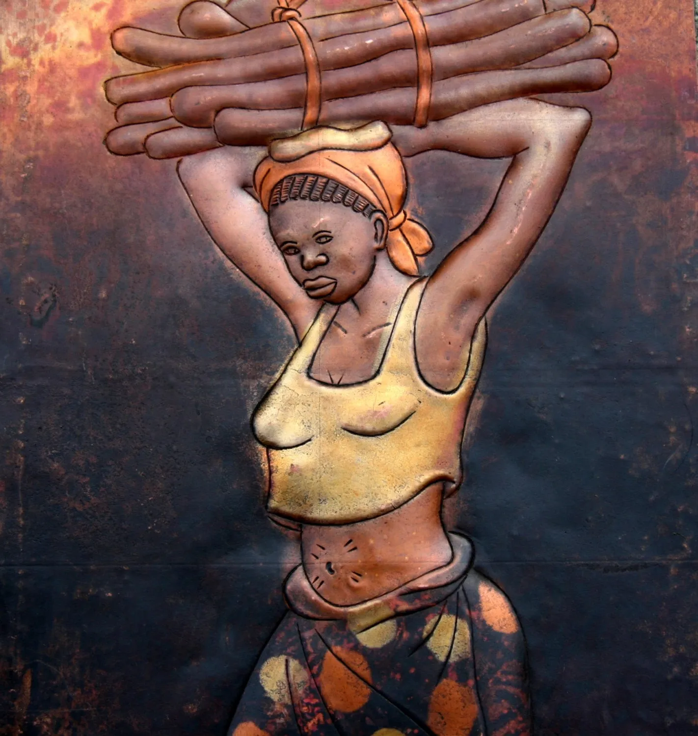 African Copper Art 3 Dimensional - Congo DRC - 8" X 11.5"