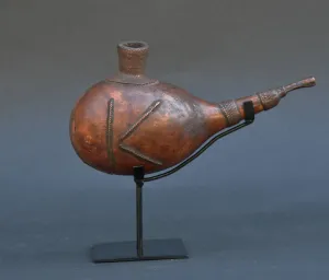 African Kuba Gourd Copper Pipe - Congo DRC