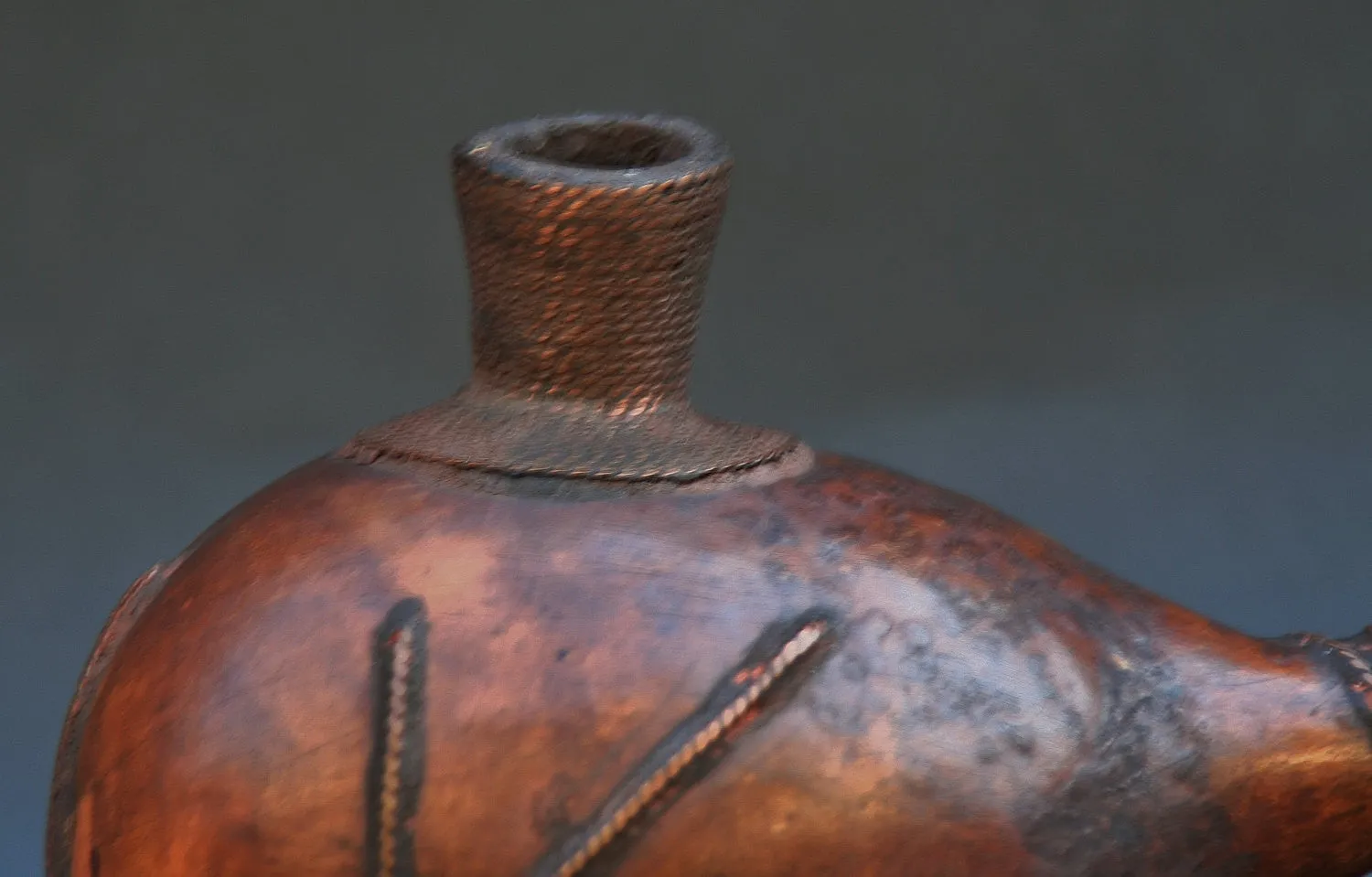 African Kuba Gourd Copper Pipe - Congo DRC
