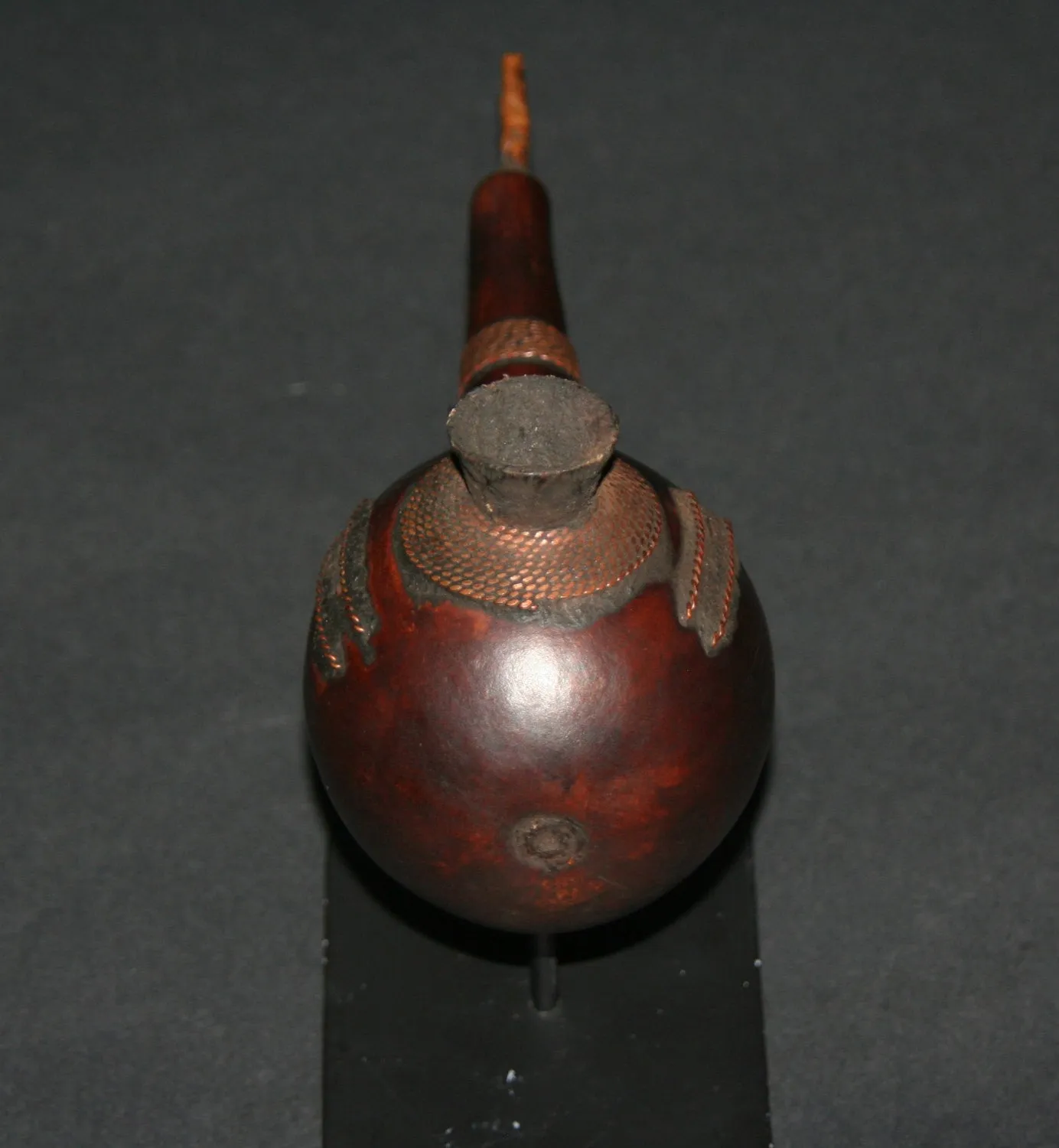 African Luba Gourd Copper Smoking Pipe - Congo DRC