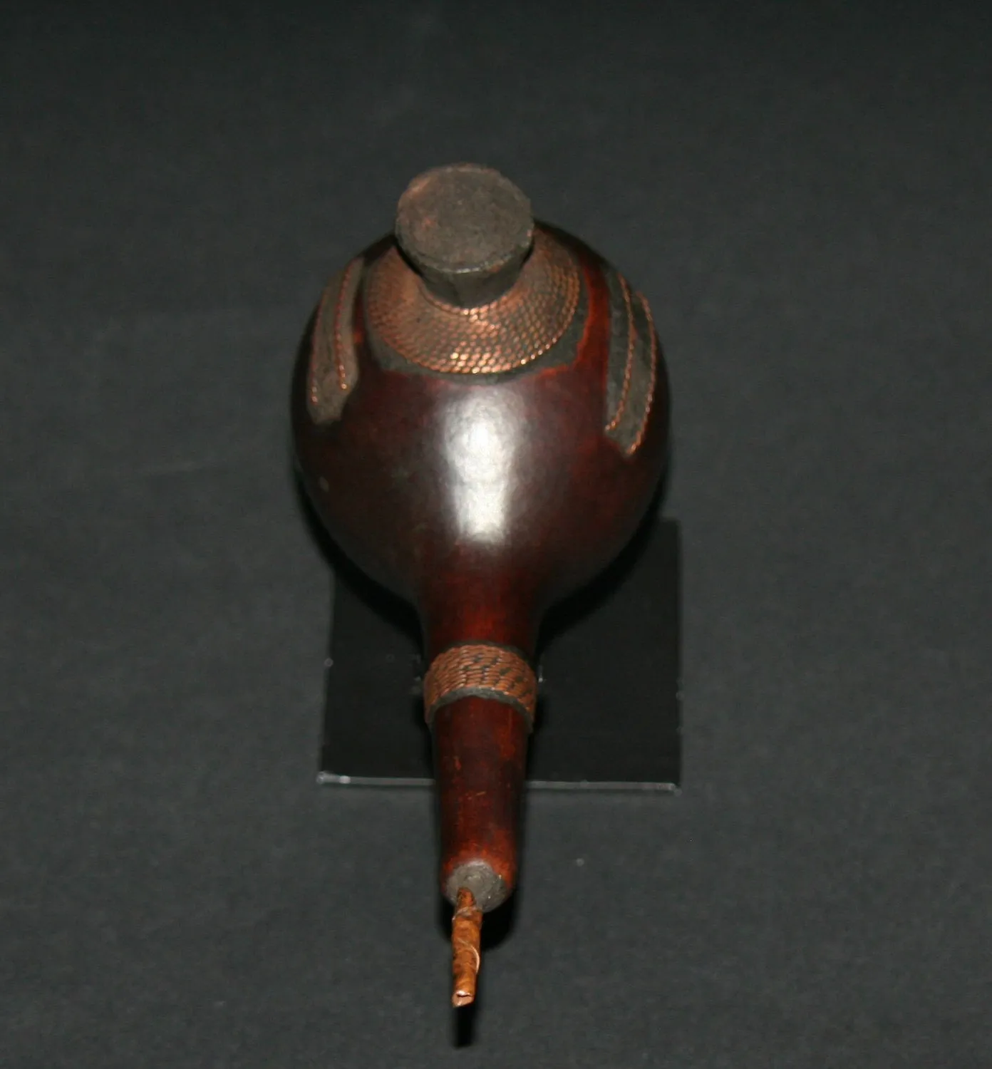 African Luba Gourd Copper Smoking Pipe - Congo DRC