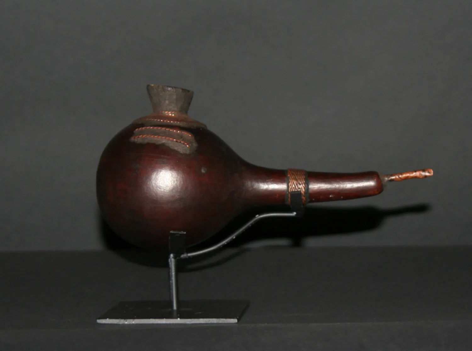 African Luba Gourd Copper Smoking Pipe - Congo DRC