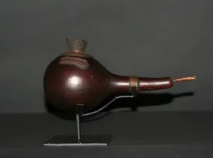 African Luba Gourd Copper Smoking Pipe - Congo DRC