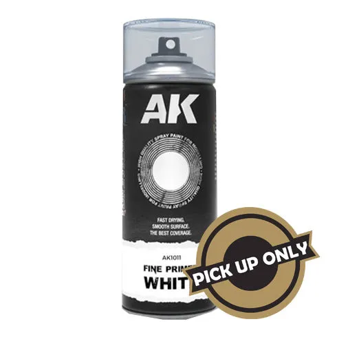 AK Interactive Aerosol Spray Primer - Fine Primer White 400ml (Includes 2 Nozzles)