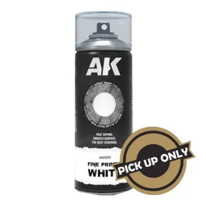 AK Interactive Aerosol Spray Primer - Fine Primer White 400ml (Includes 2 Nozzles)