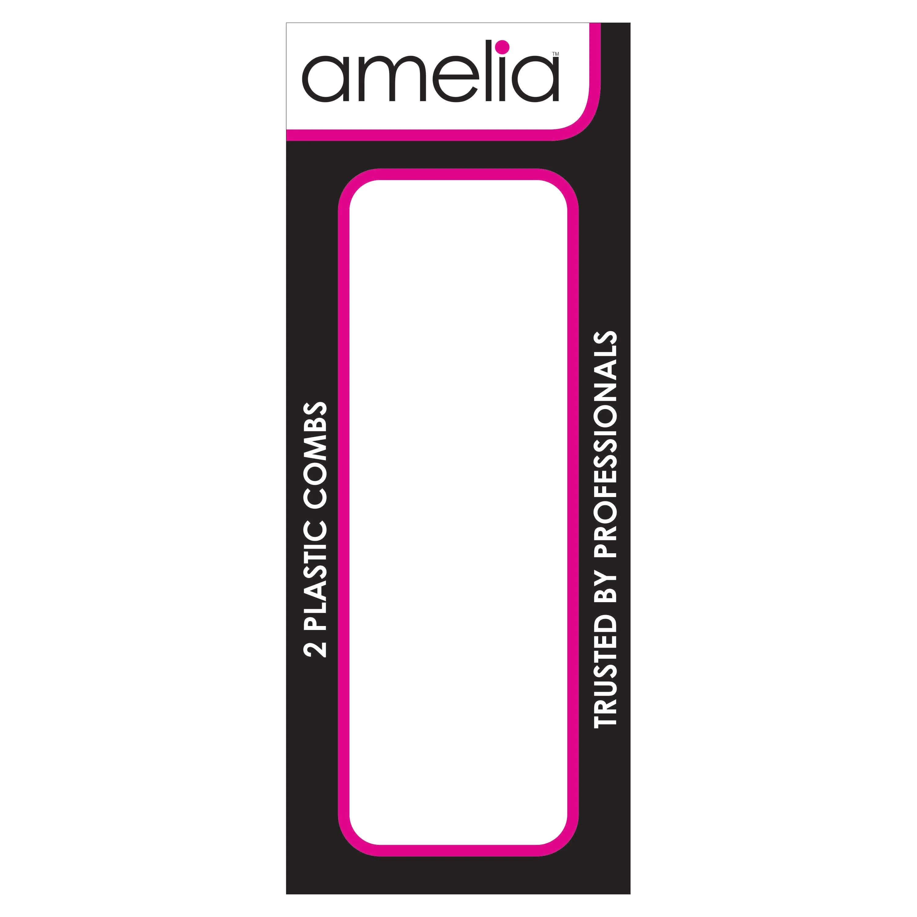 Amelia Beauty, 9in Black Plastic Pin Stainless Tail Fine Tooth, Professional Grade Hair Comb, For Highlighting, Sectioning & Styling Hair with Pin Tip, Wet or Dry, 9"x1", 2 Pack