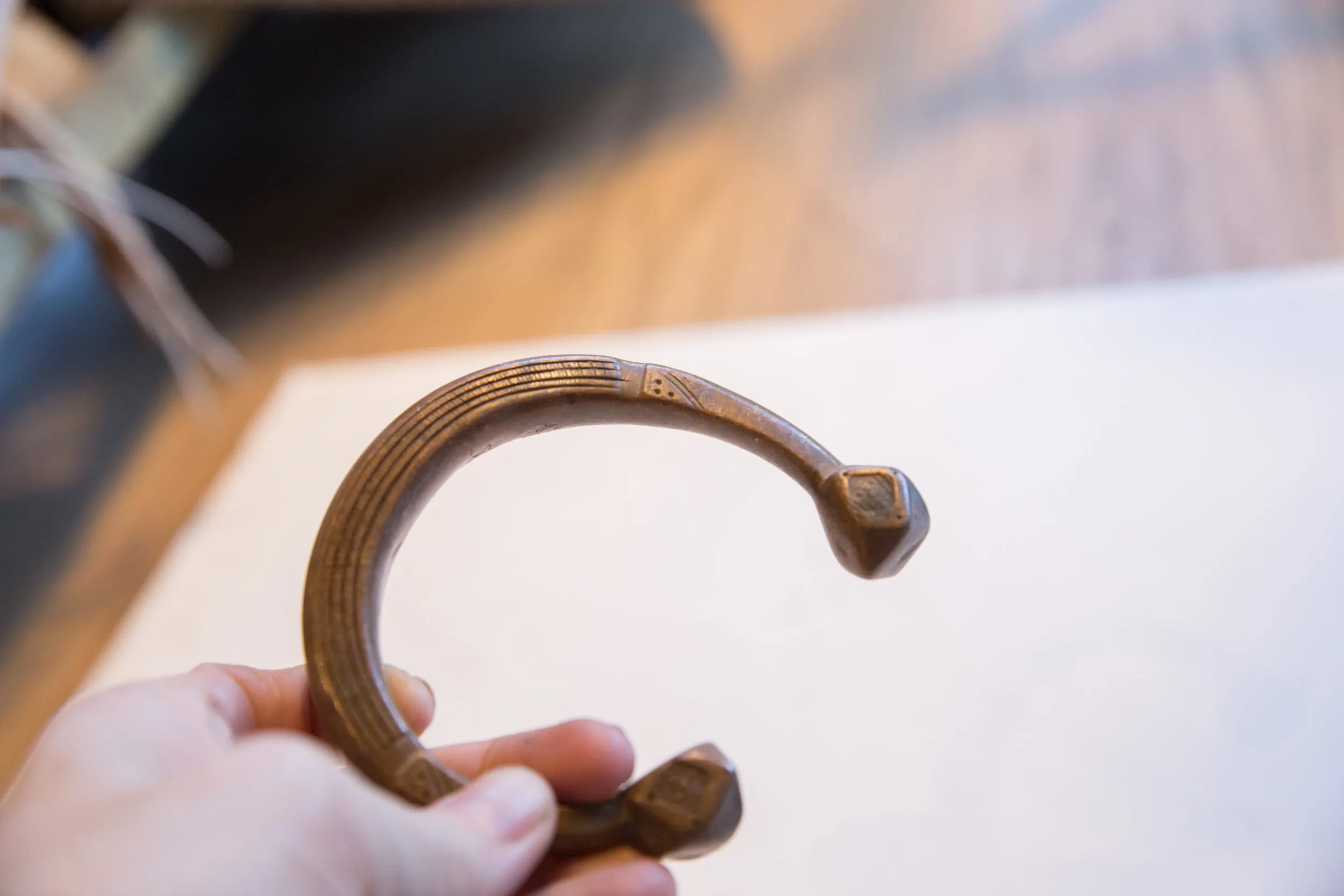 Antique African Copper Alloy Snake Cuff Bracelet