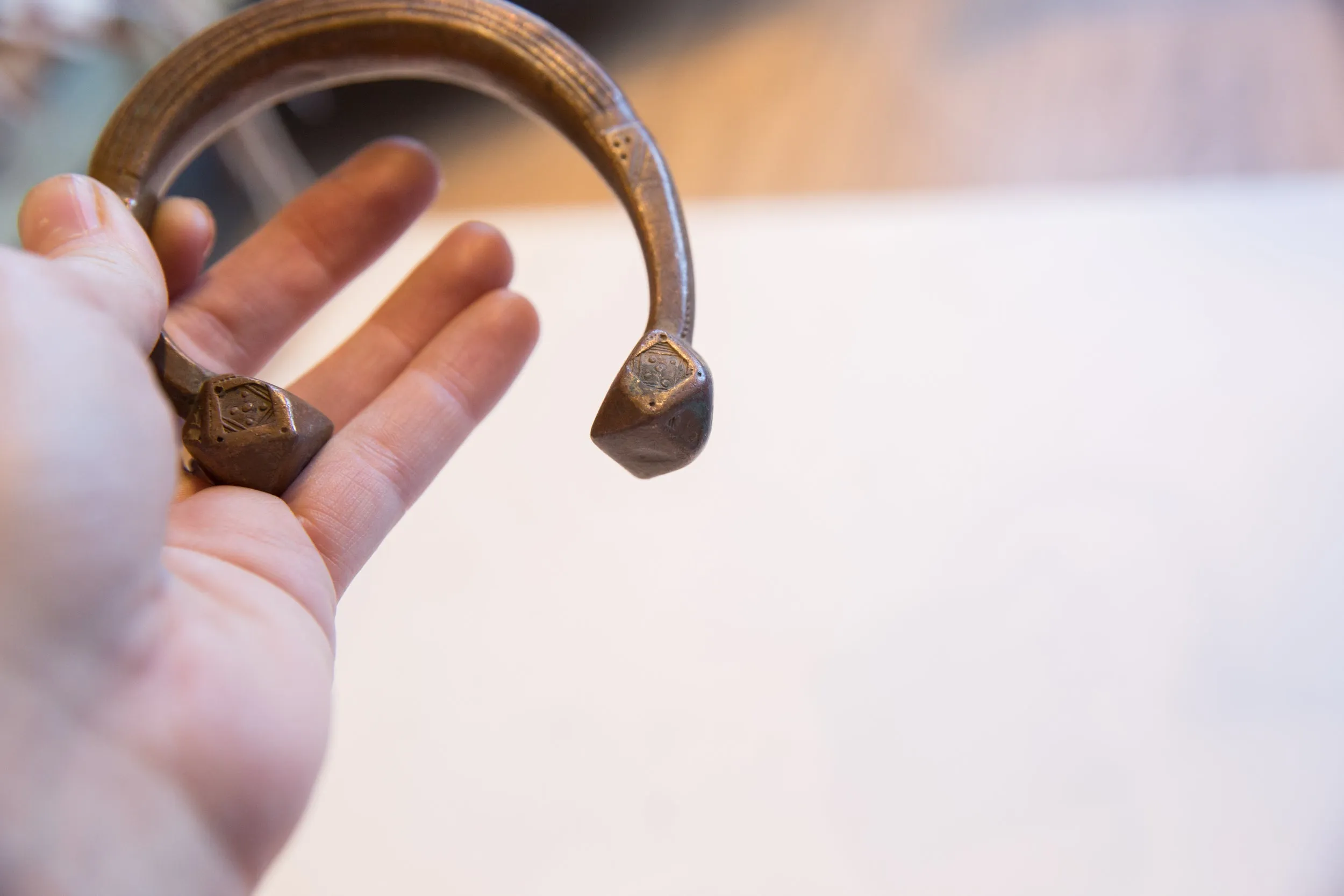 Antique African Copper Alloy Snake Cuff Bracelet