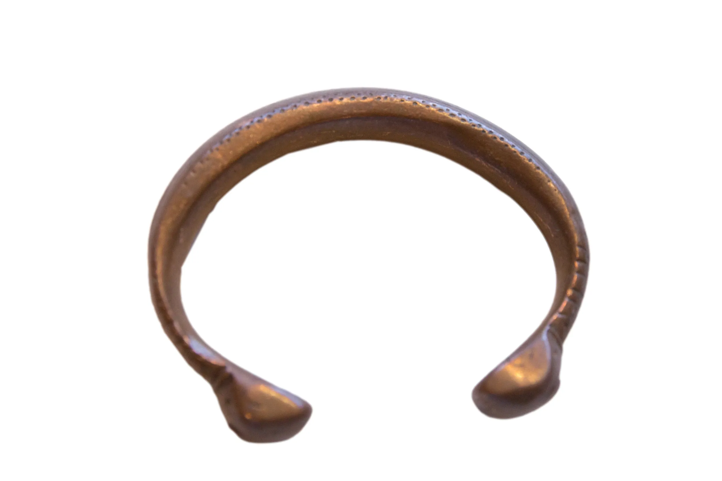 Antique African Copper Alloy Snake Cuff Bracelet
