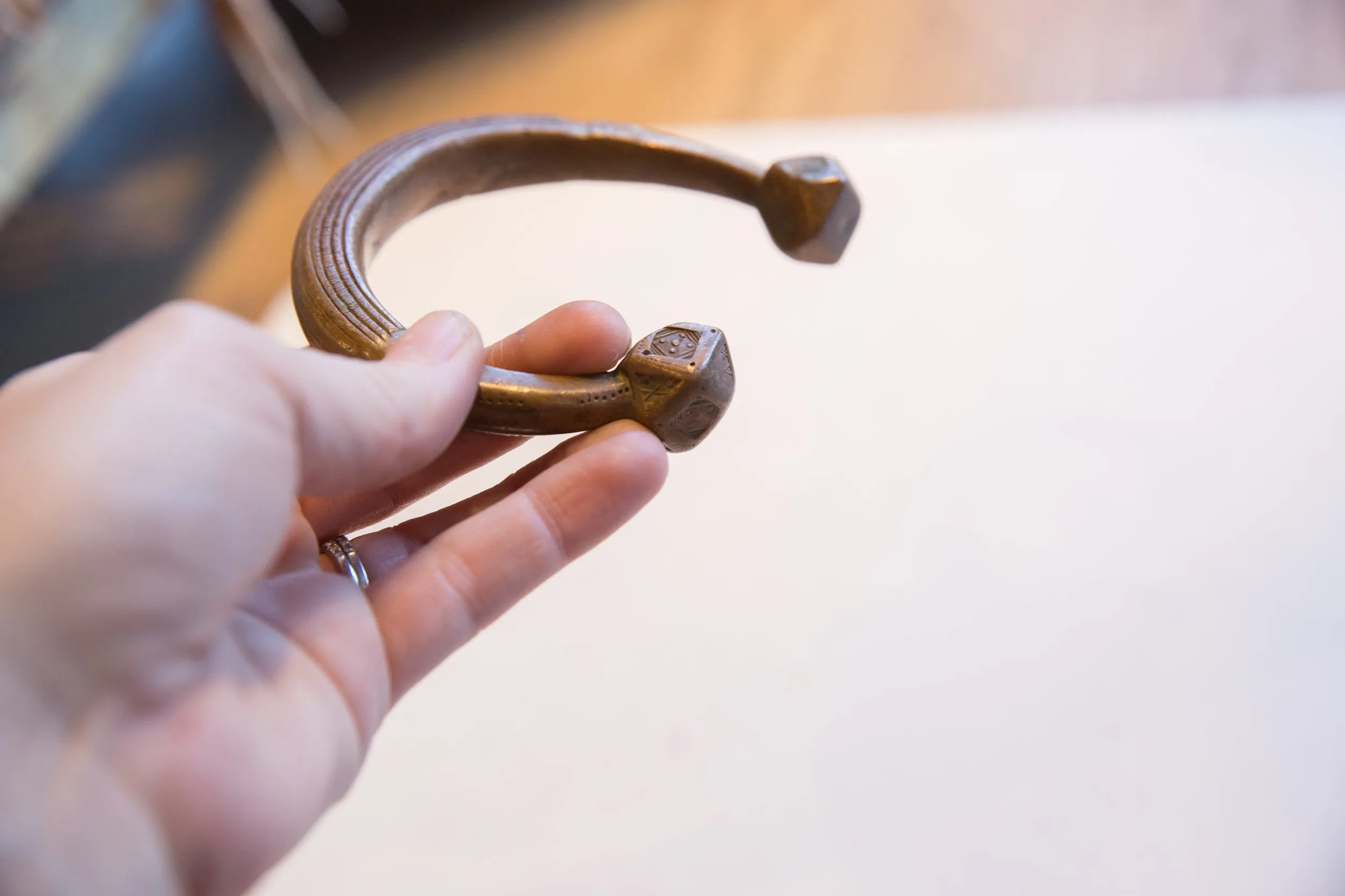 Antique African Copper Alloy Snake Cuff Bracelet