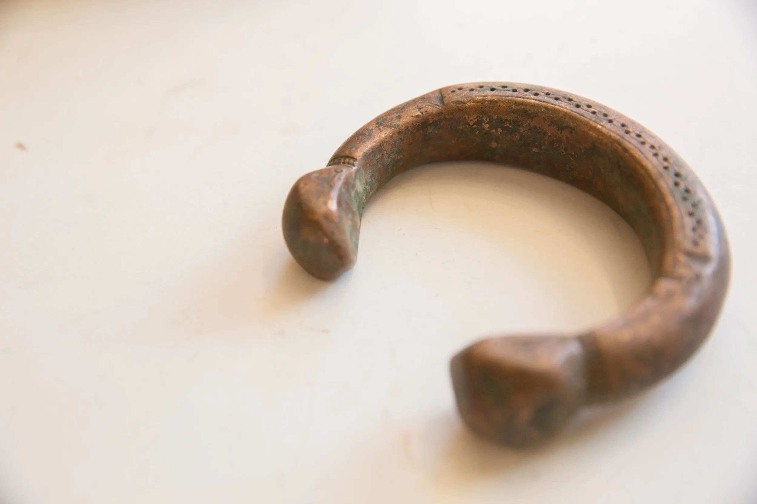 Antique African Copper Snake Cuff Bracelet