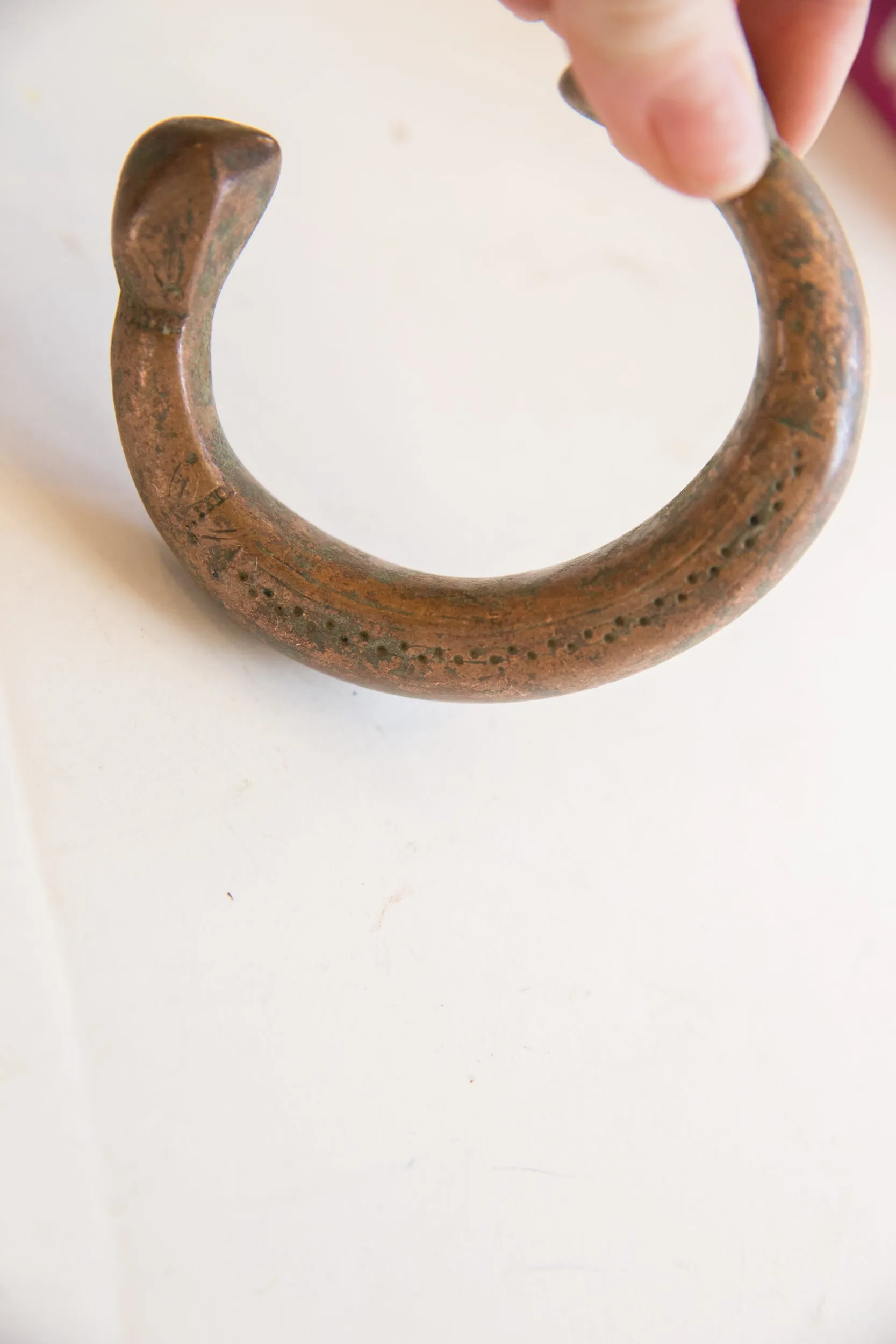 Antique African Copper Snake Cuff Bracelet