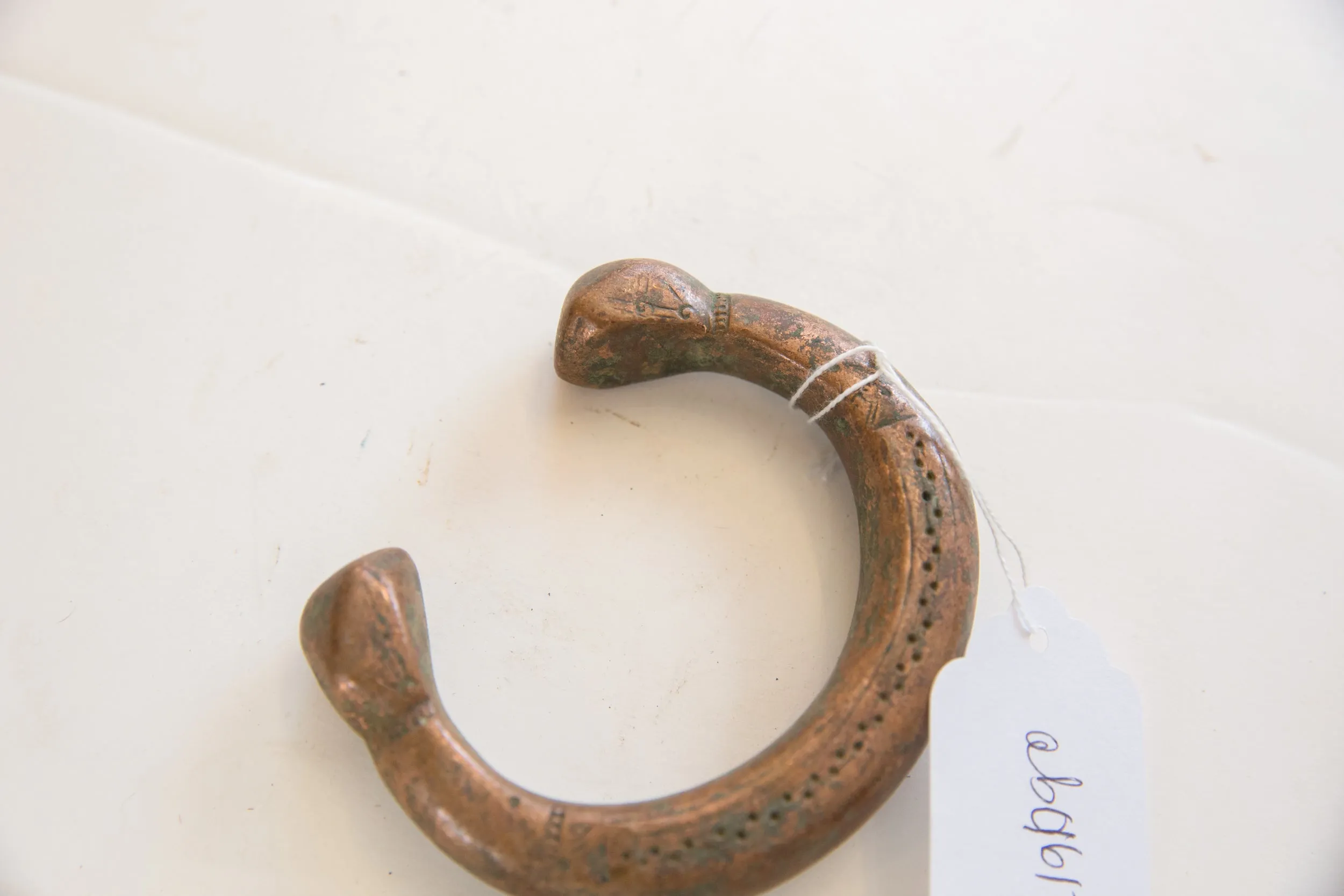 Antique African Copper Snake Cuff Bracelet