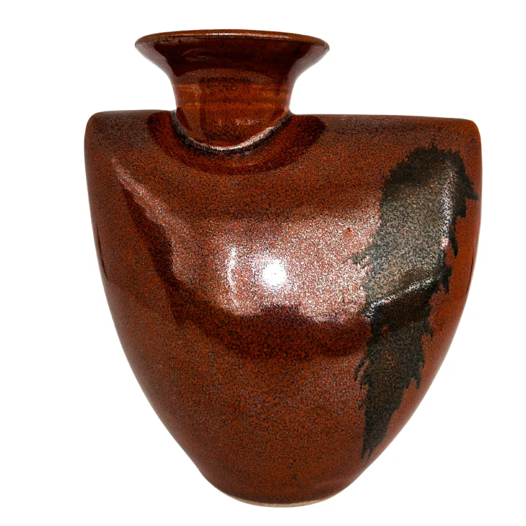 Asymmetrical Studio Vase with Copper Glaze