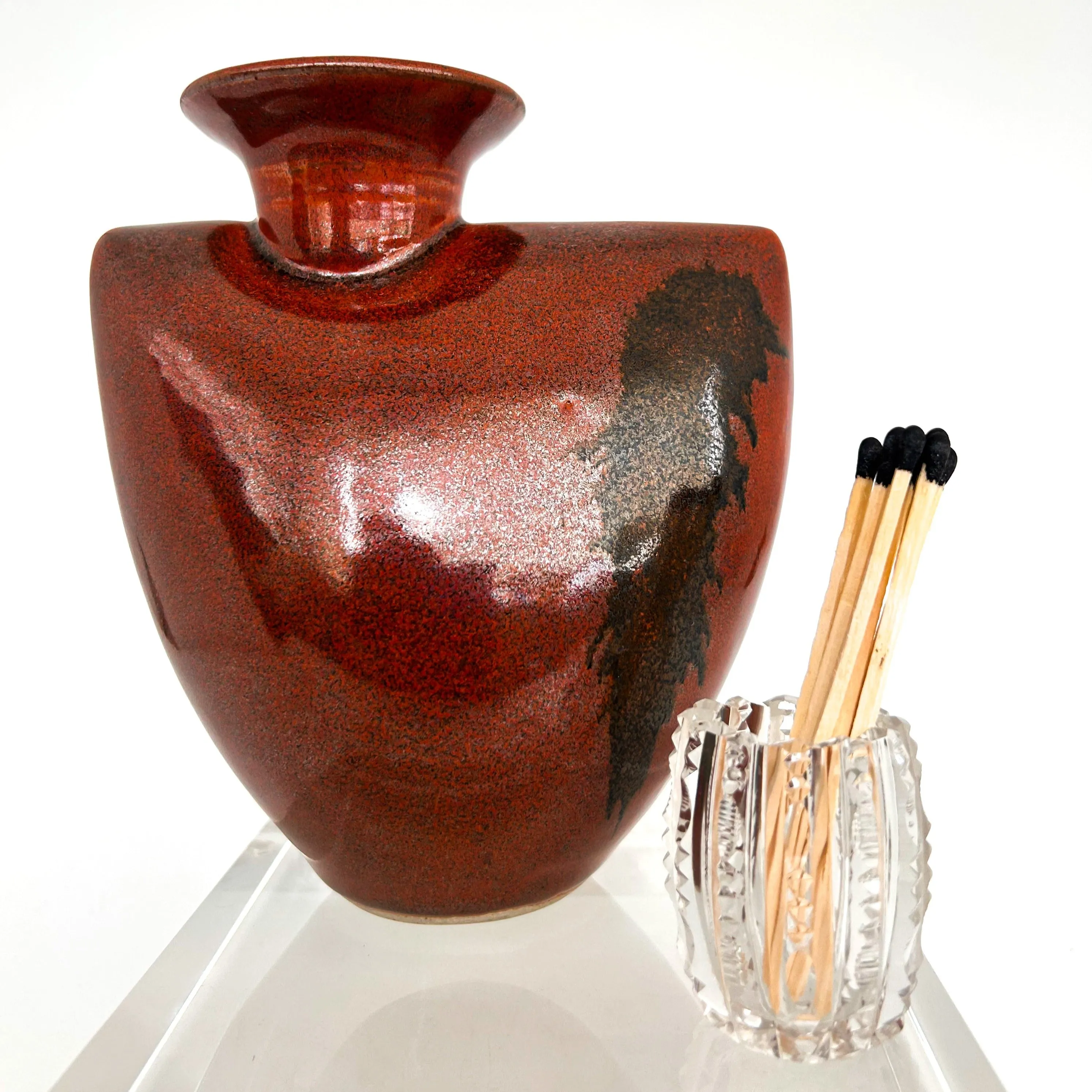 Asymmetrical Studio Vase with Copper Glaze
