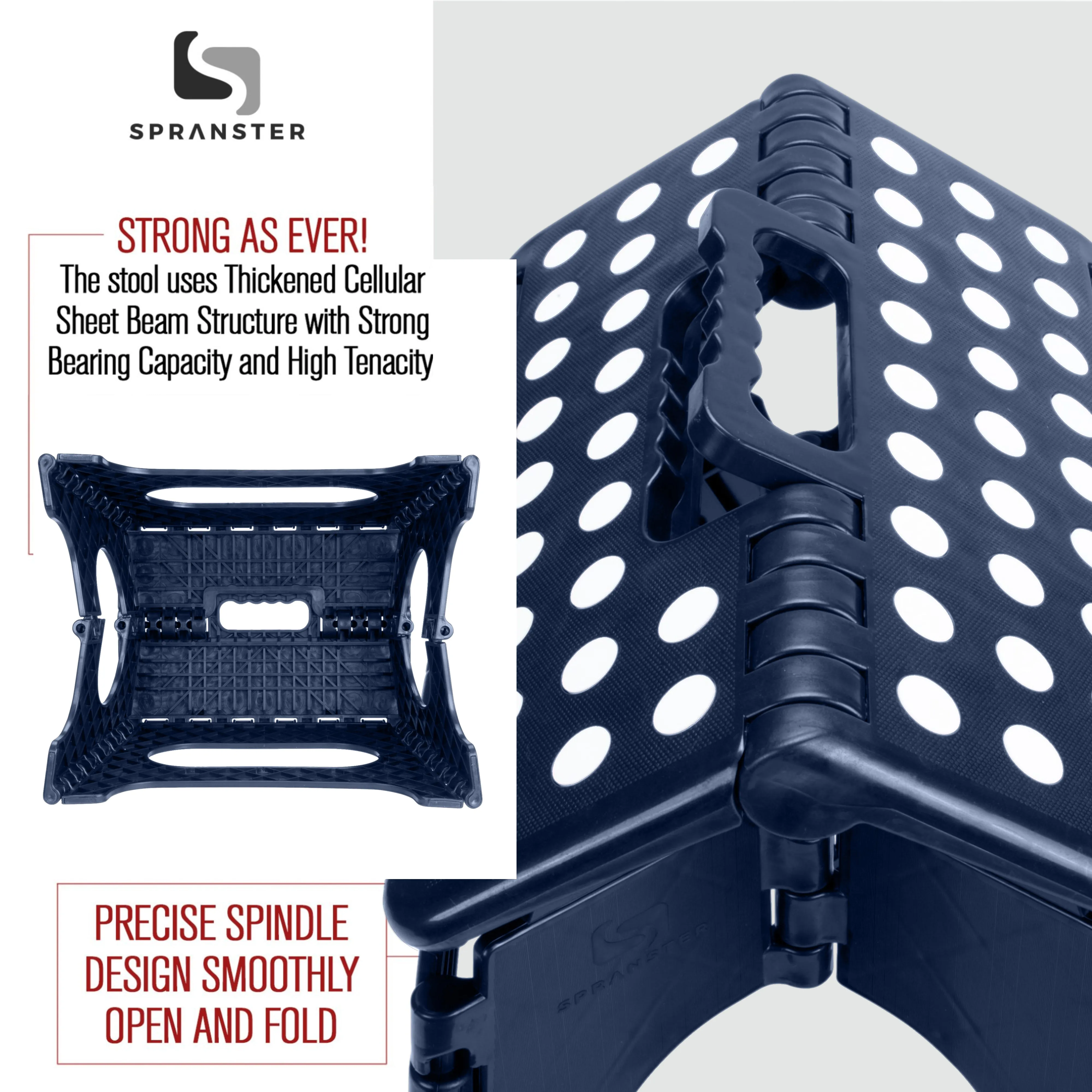 Awesome Folding Step Stool - 11" - Super Strong Sturdy Enough to Hold 300 Lb - Lightweight Foldable Step Stool for Adults and Kids - Opens with one Flip - Great for Kitchen, Bathroom and Bedroom | Blue