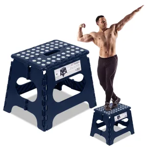 Awesome Folding Step Stool - 11" - Super Strong Sturdy Enough to Hold 300 Lb - Lightweight Foldable Step Stool for Adults and Kids - Opens with one Flip - Great for Kitchen, Bathroom and Bedroom | Blue