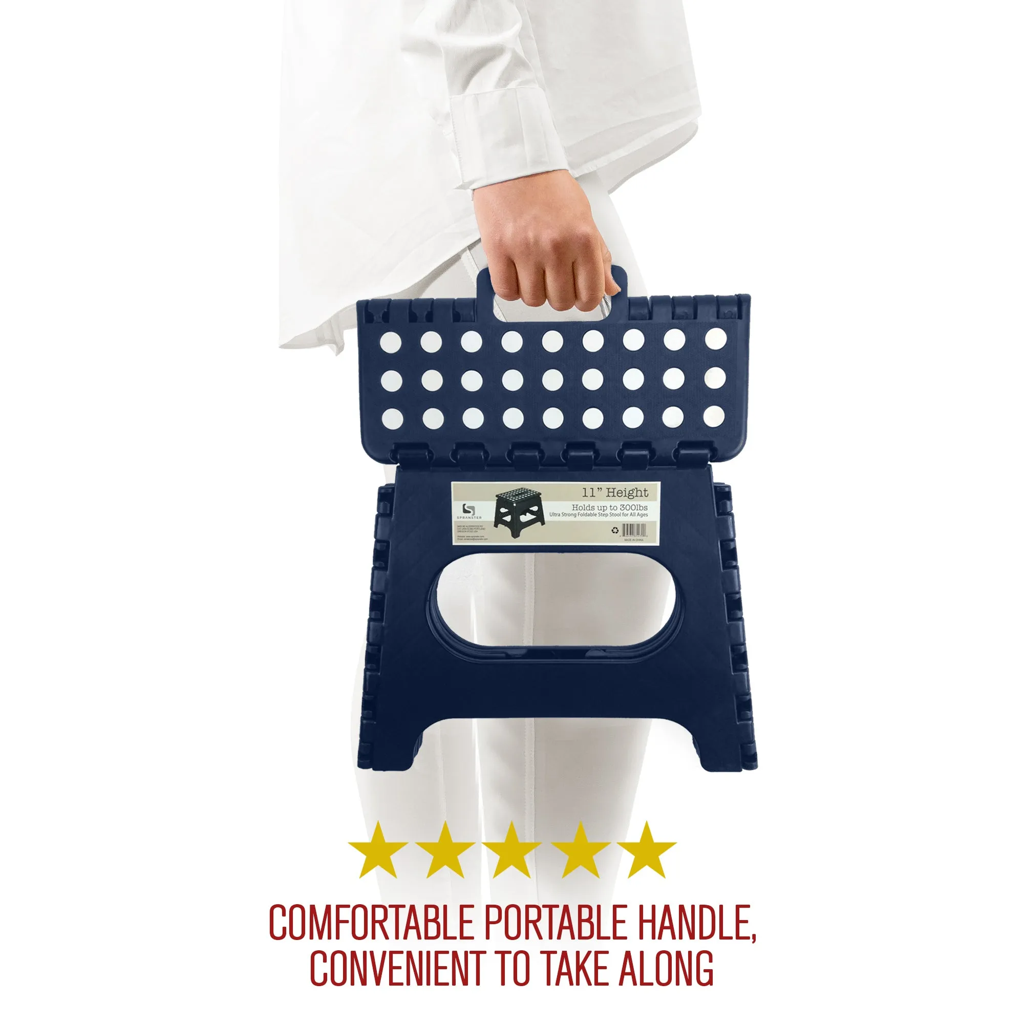 Awesome Folding Step Stool - 11" - Super Strong Sturdy Enough to Hold 300 Lb - Lightweight Foldable Step Stool for Adults and Kids - Opens with one Flip - Great for Kitchen, Bathroom and Bedroom | Blue