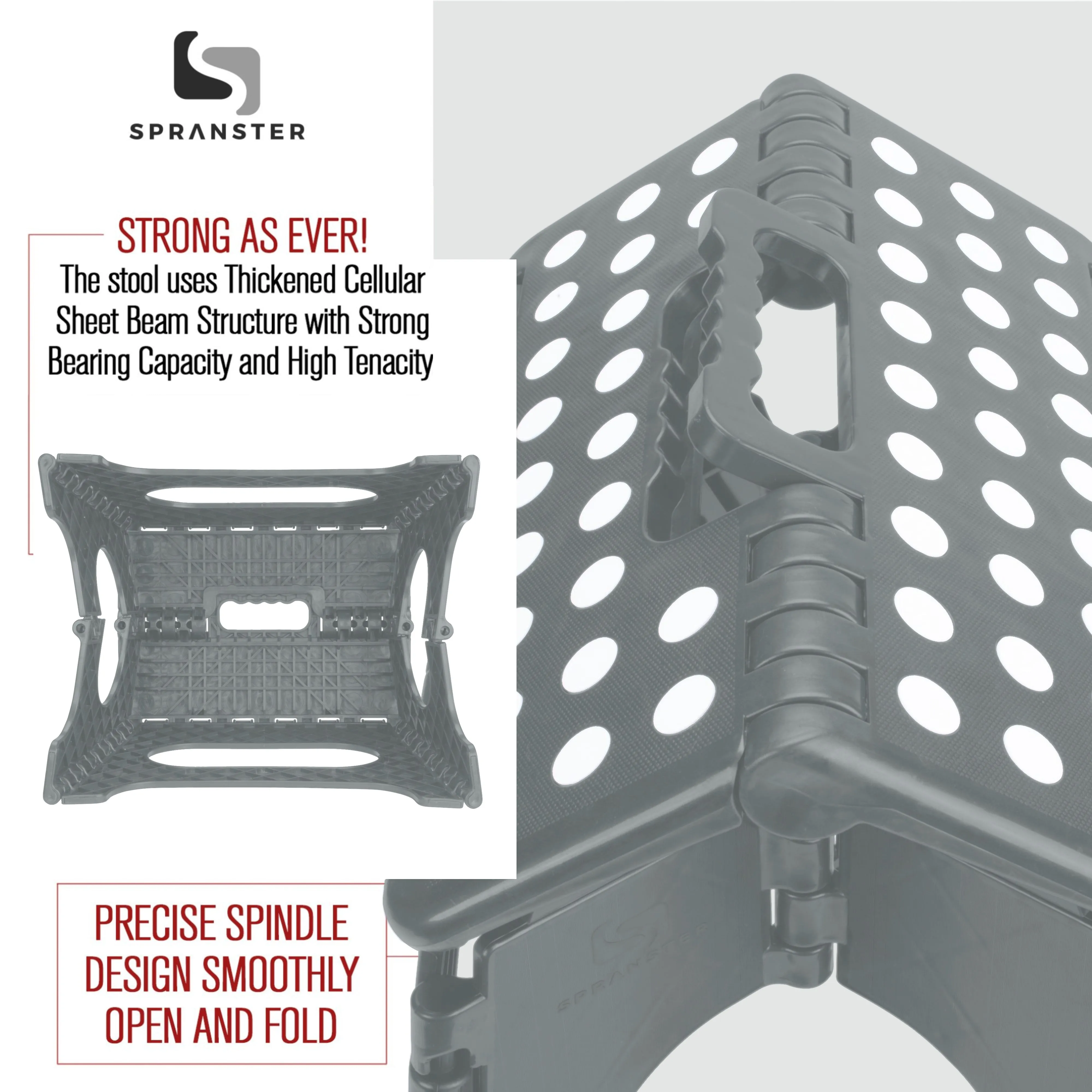 Awesome Folding Step Stool - 11" - Super Strong Sturdy Enough to Hold 300 Lb - Lightweight Foldable Step Stool for Adults and Kids - Opens with one Flip - Great for Kitchen, Bathroom and Bedroom | Dark Grey