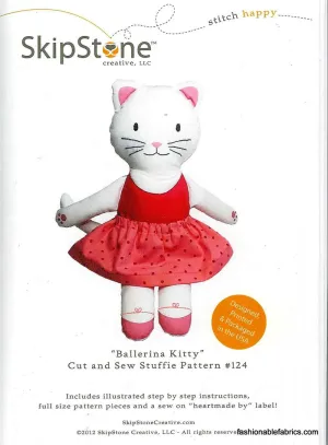 Ballerina Kitty Stuffie Sewing Pattern by SkipStone Creative