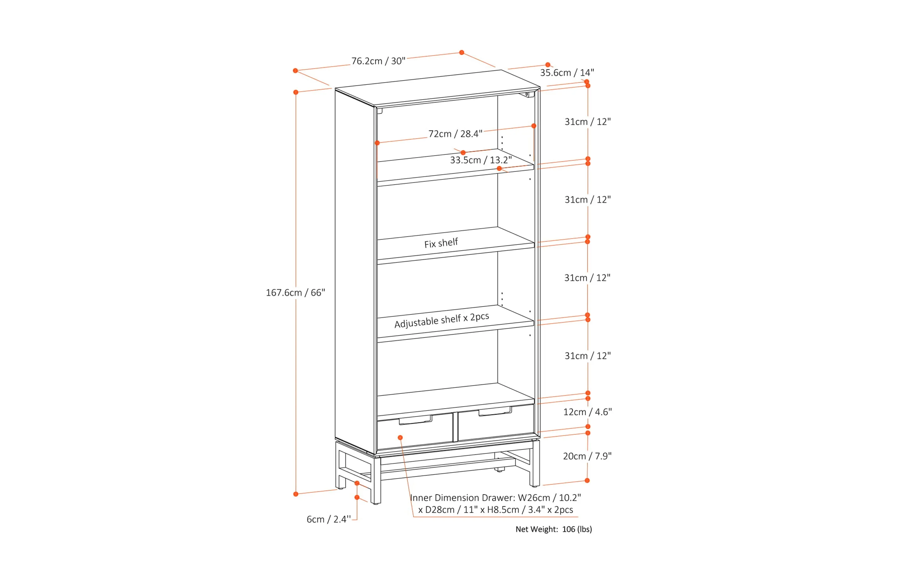 Banting 30 inch Bookcase 3-piece Set