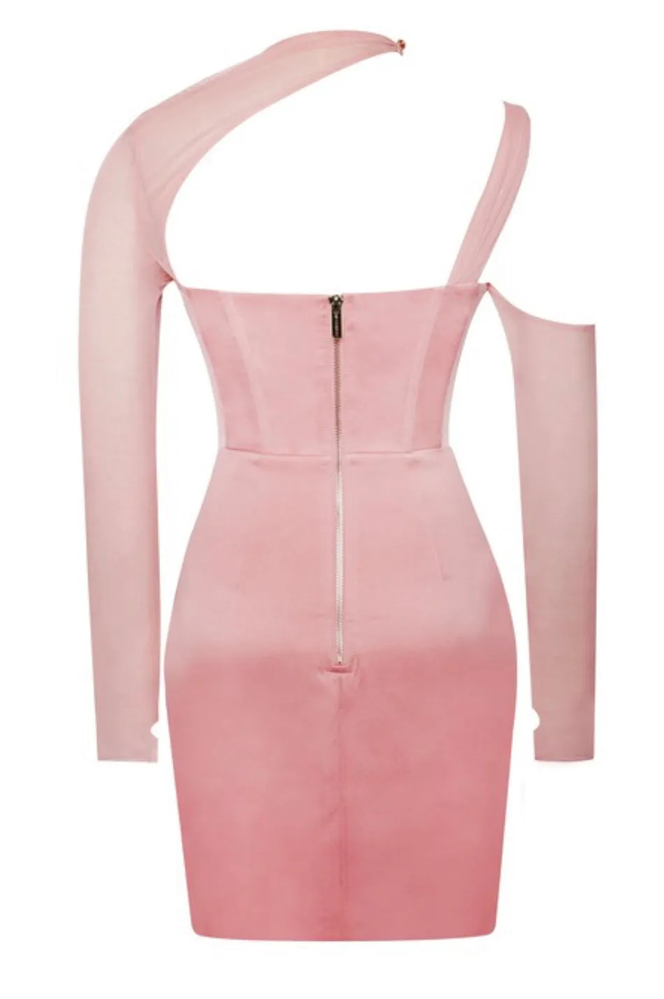 Barbie Blush Mesh Sleeve Satin Corset Dress