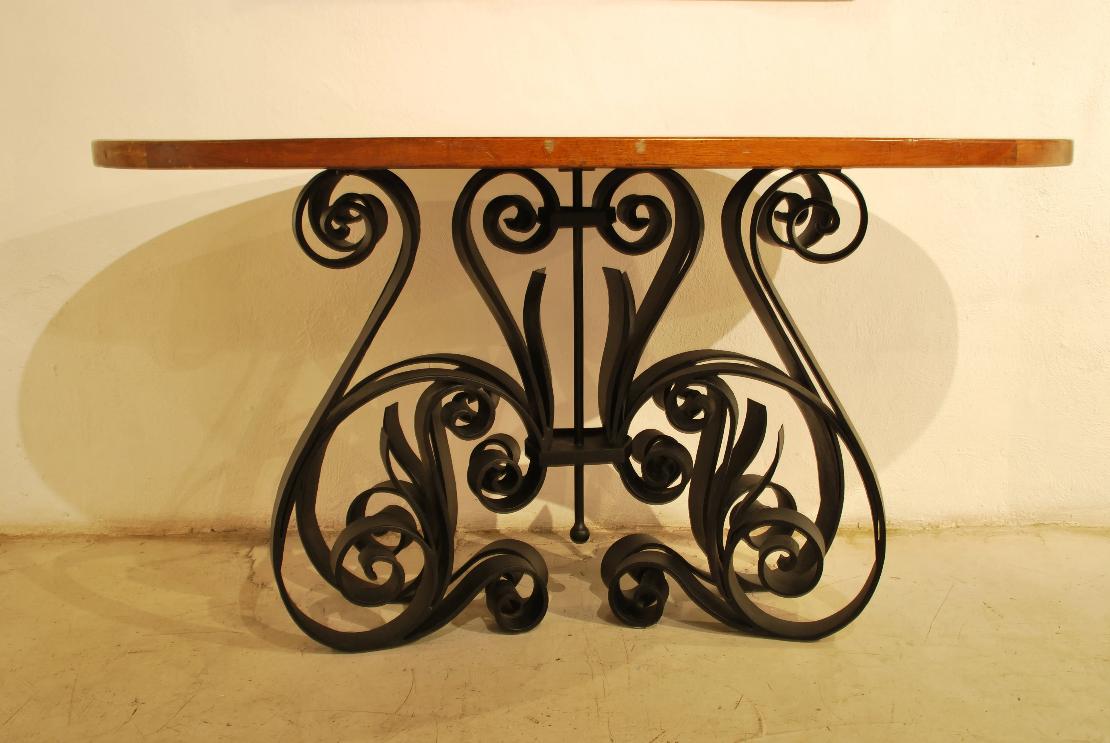 Barn Wood Dining Table - Oval Iron Base