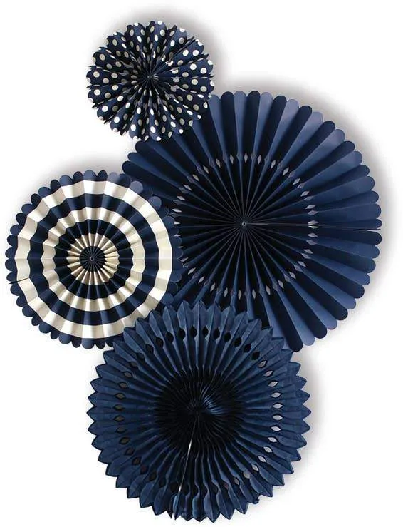 Basic Navy Party Fan Set