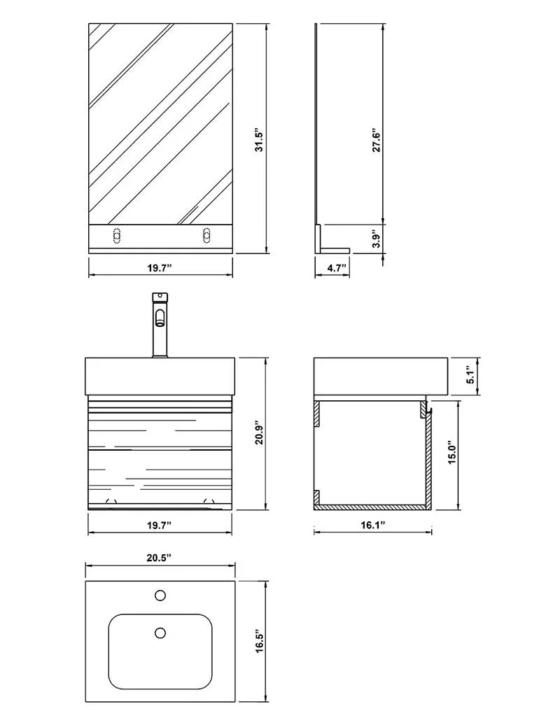 Bellaterra Home Mason 41" Double Vanity Set