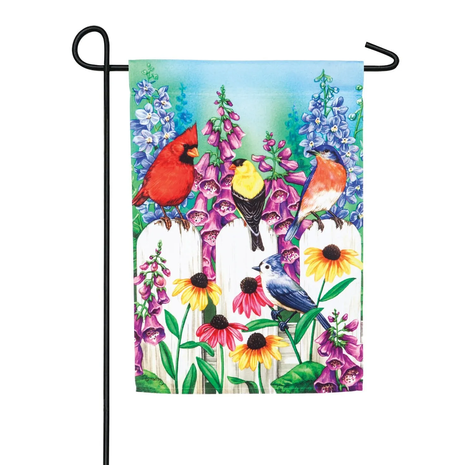 Birds on Fence Garden Satin Flag,14a4685