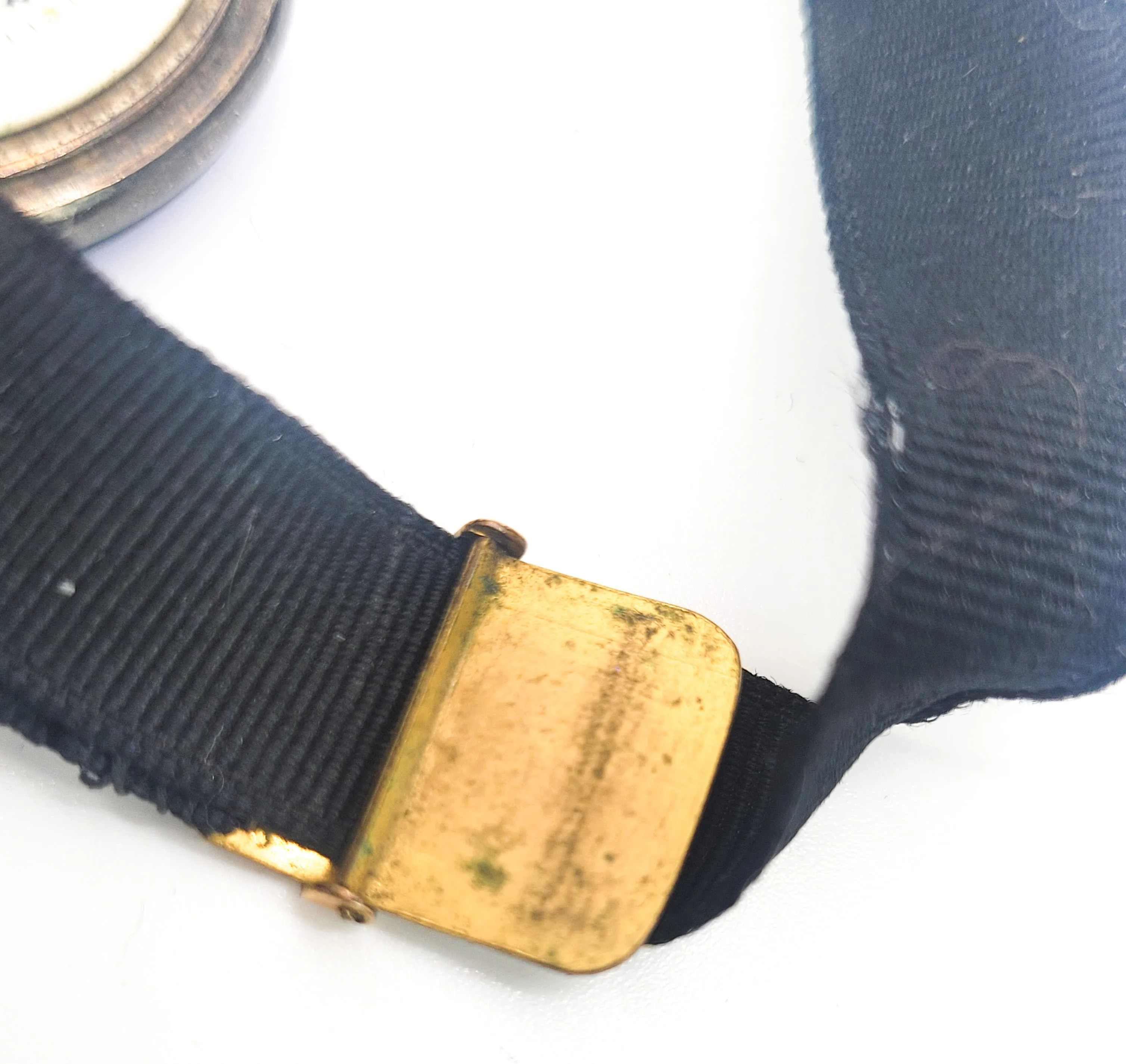 Blue Guilloche antique enamel gold filled porcelain ribbon pocket watch For repair