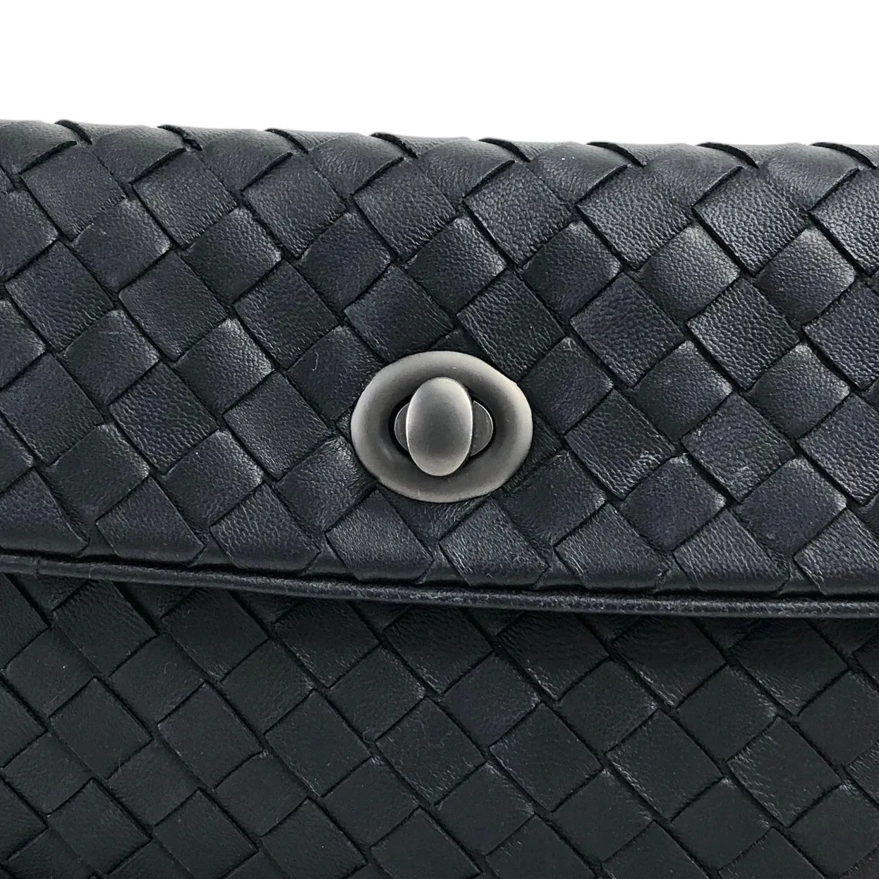 Bottega Veneta Intrecciato Turn Lock Leather Shoulder bag Black Vintage 6wyyt2