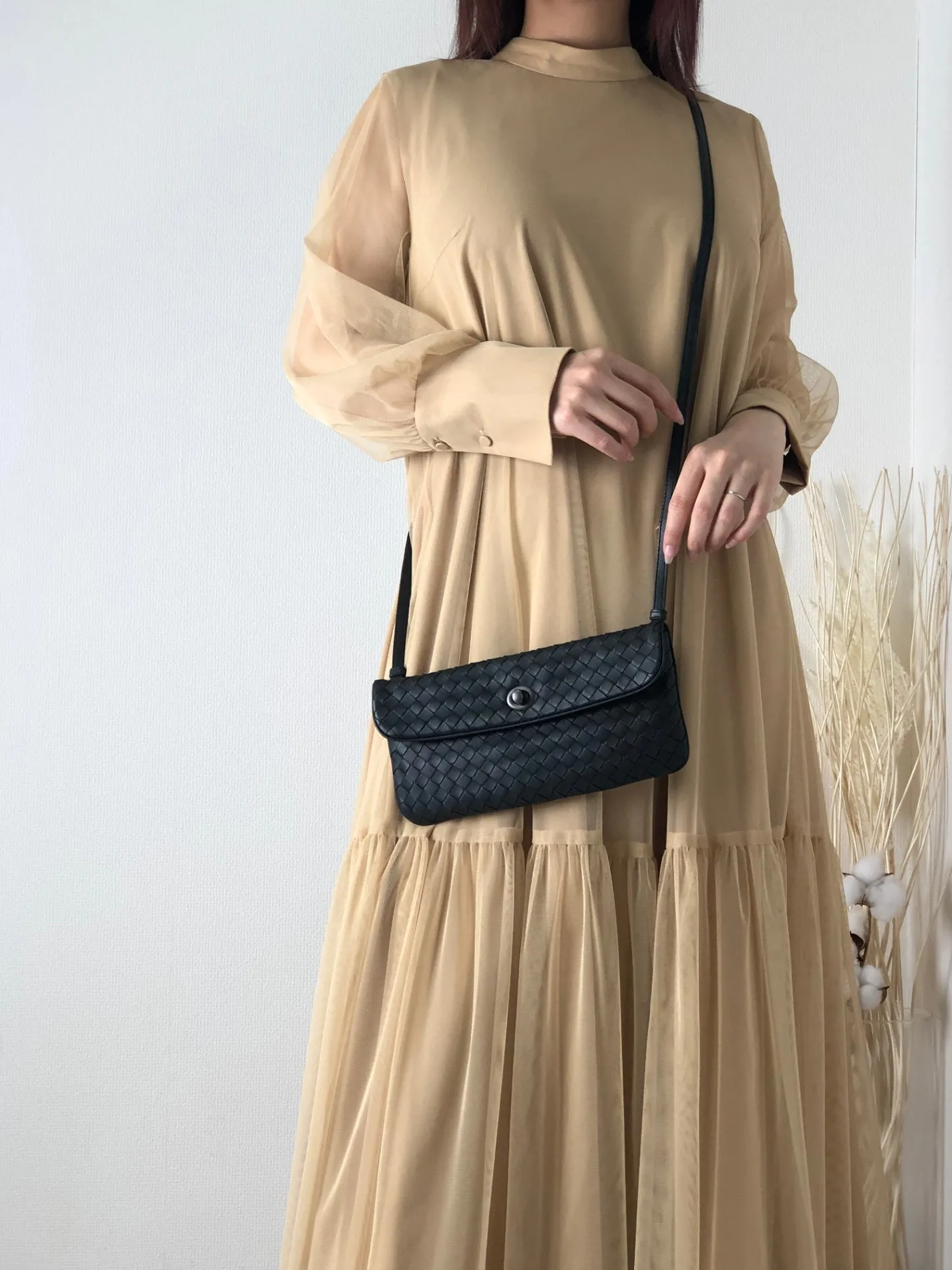 Bottega Veneta Intrecciato Turn Lock Leather Shoulder bag Black Vintage 6wyyt2